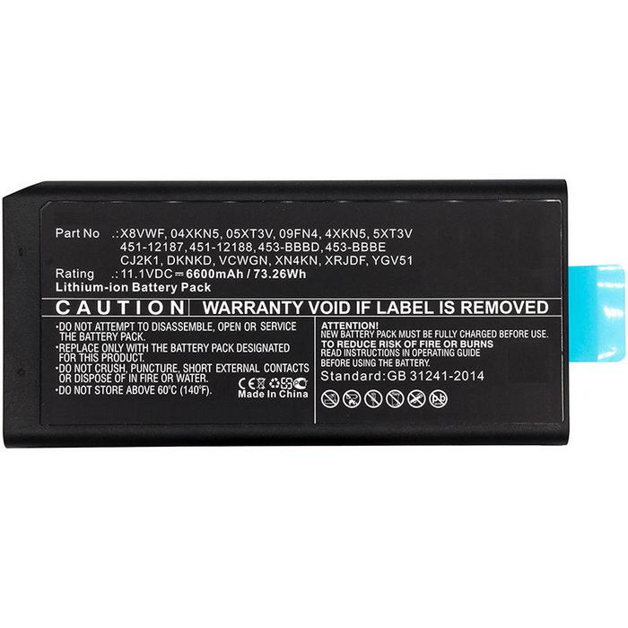 CoreParts Laptop Battery for Dell 73WH Li-ion 11.1V 6.6Ah Latitude 12 7204, Latitude 14 7404, Latitude 14 Rugged 5404 for Dell, Latitude 12 7204, Latitude 14 7404, Latitude 14 Rugged 5404 - W125873158