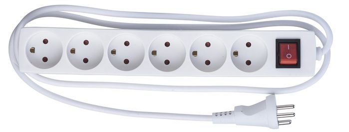 MicroConnect 6-way Danish socket Power Strip 1.5m White - W125903466