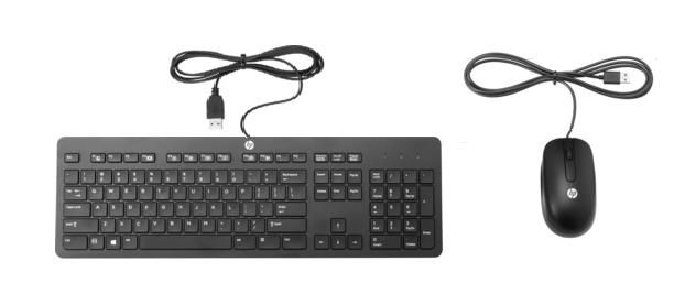 HP USB Wired Keyboard + Mouse, Black - W125039284