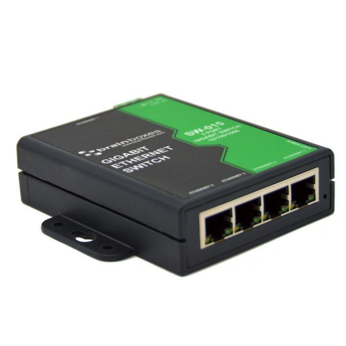 Brainboxes 5 Port Unmanaged Gigabit Ethernet Switch Wall Mountable, Optional DIN Rail Mount, Auto MDI/ MDIX, 3.6W Max: 720mA@+5VDC/120mA@+30VDC, IP30 Non-Conducting Polyamide Case - W125799082