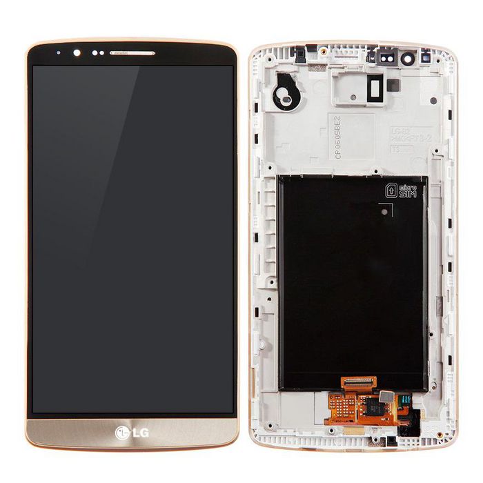CoreParts LG G3 D850 LCD Screen and Digitizer with Front Frame Assembly Gold - W125165399