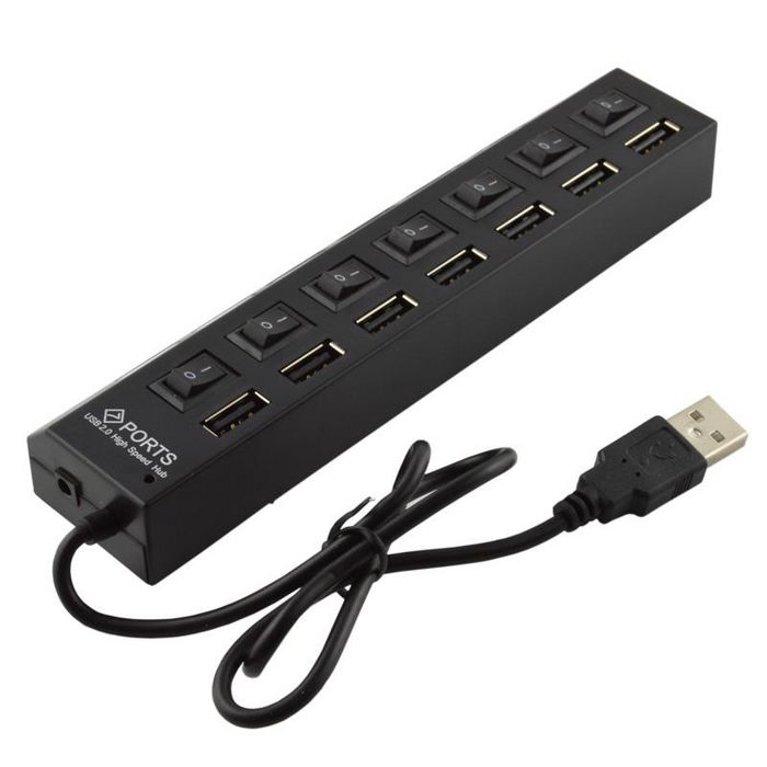 CoreParts USB to 7 Ports USB2.0 HUB Black - W124665653
