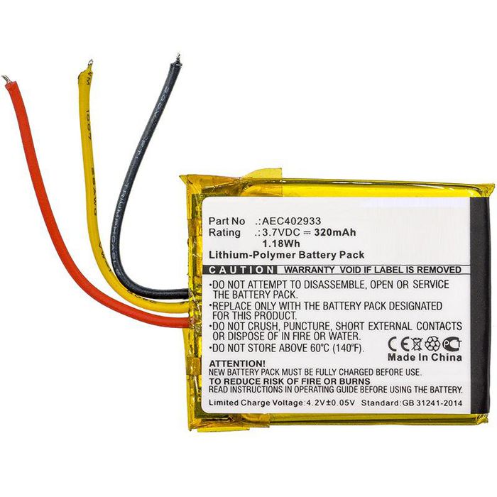 CoreParts Battery for Wireless Headset 1.18Wh Li-Pol 3.7V 320mAh Black, for Akg N60 NC - W124663219