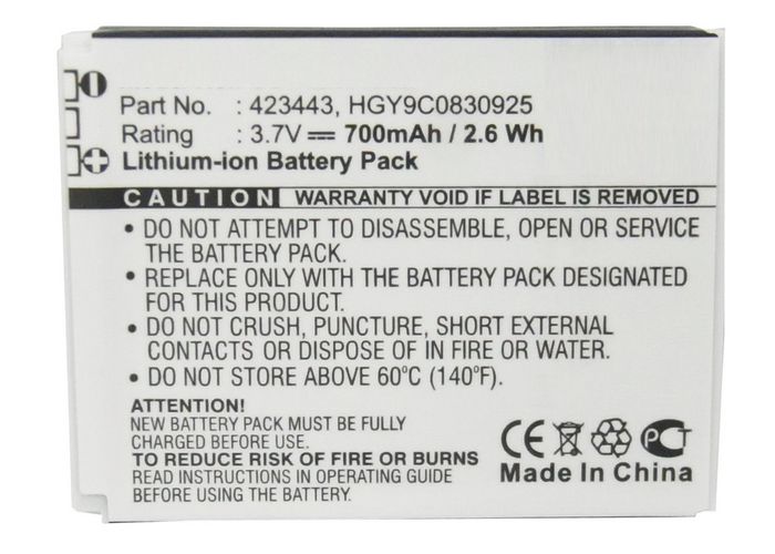 CoreParts Battery for Wireless Headset 2.59Wh Li-ion 3.7V 700mAh Black, for Foxlink 423443 - W125063026