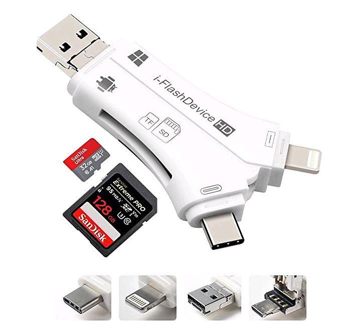 CoreParts Universal USB Adapter Lightning/Micro USB/Type-C Support upto 128 GB SD Card - W124686168
