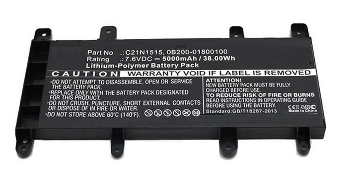 CoreParts Laptop Battery for Asus, 38Wh, Li-Pol, 7.6V, 5000mAh, Black - W124562890