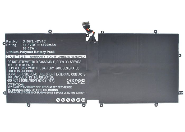 CoreParts Laptop Battery for Dell, 68.08Wh, Li-Pol, 14.8V, 4600mAh, Black - W124463100