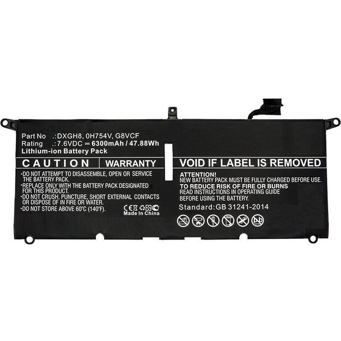 CoreParts Laptop Battery for Dell 48Wh Li-Pol 7.6V 6300mAh Black, XPS 13 2018, XPS 13 9370, XPS 13 9370 FHD i5, XPS 13-9370-D1605G - W124862533