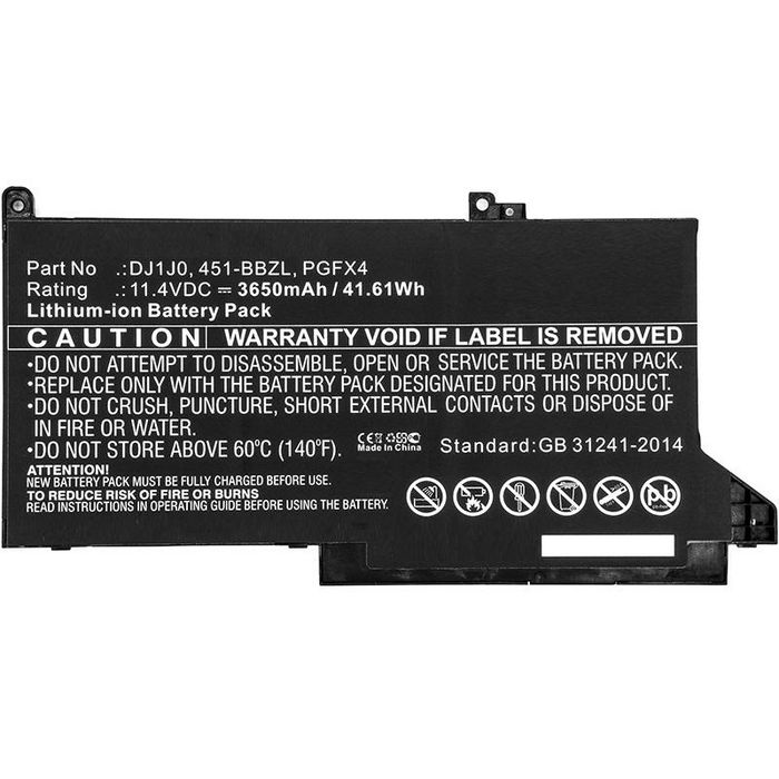 CoreParts Laptop Battery for Dell 42Wh Li-ion 11.4V 3650mAh Black, Latitude 12 7000, Latitude 12 7280, Latitude 12 7480 - W125062736