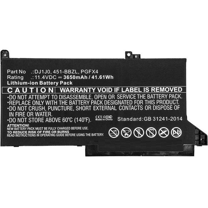 CoreParts Laptop Battery for Dell 42Wh Li-ion 11.4V 3650mAh Black, Latitude 12 7000, Latitude 12 7280, Latitude 12 7480 - W125062736