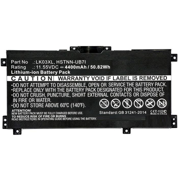 CoreParts Laptop Battery for HP, 50.82Wh, Li-ion, 11.55V, 4400mAh, Black - W124963008