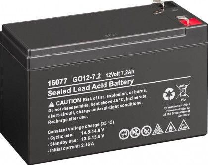 CoreParts Lead Acid Battery 86.4Wh 12V 7.2Ah GO12-7.2 Connection, type Faston (4.8mm) - W124362953