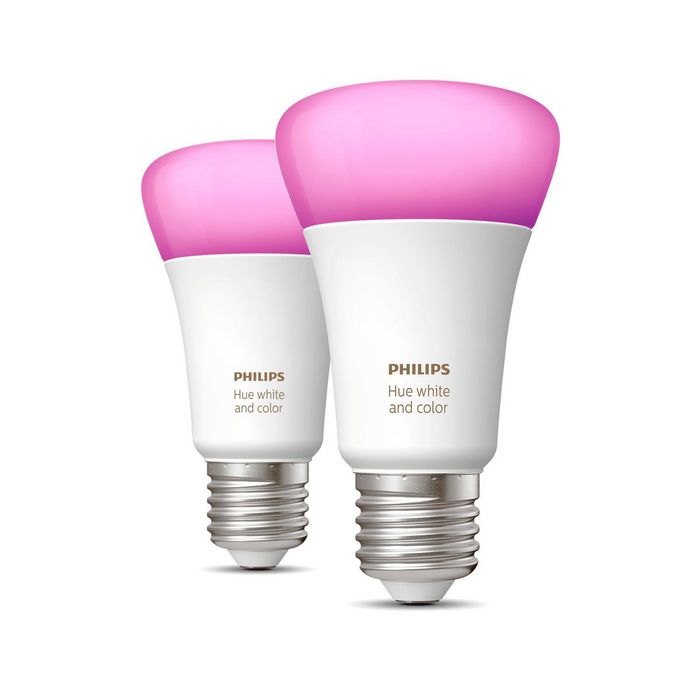 Philips by Signify Hue White and colour ambience 2-pack E27 White and coloured light Instant control via Bluetooth Control with app or voice* Add Hue Bridge to unlock more - W125138933