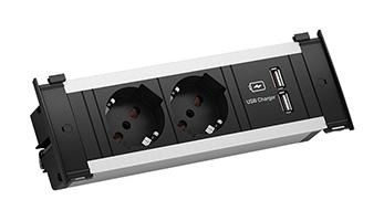 Bachmann 2m cable with ferrules and mounting plug, 2x Italy / socket, Socket orientation 35°, USB Charger, 204 mm - W125899457