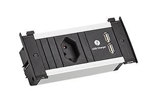 Bachmann 2m cable with ferrules and mounting plug, 1x Swiss socket (10A), Socket orientation 0°, USB Charger, 151 mm - W125899481