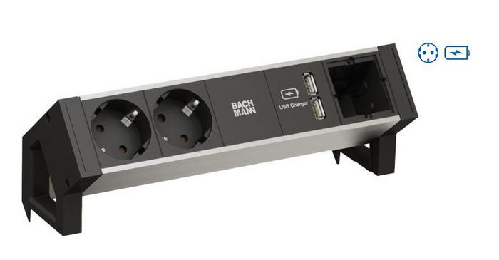 Bachmann 1x Type F, Socket orientation 35°, USB Charger, 155 mm - W125899640