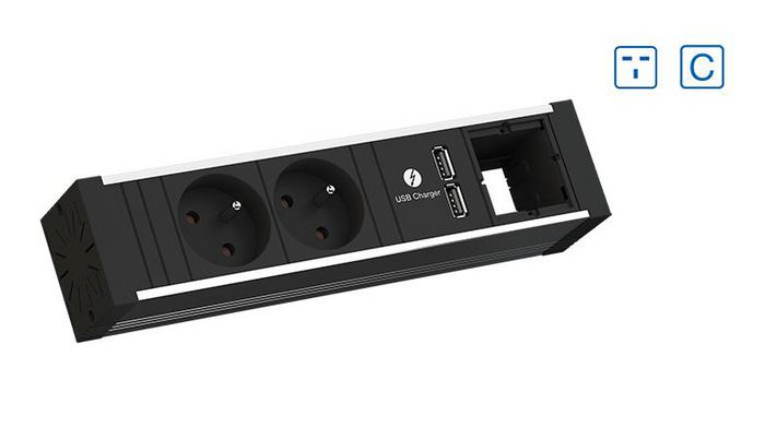 Bachmann 2x UK socket (3.15A), Socket orientation 45°, Custom Module, 229 mm - W125899632