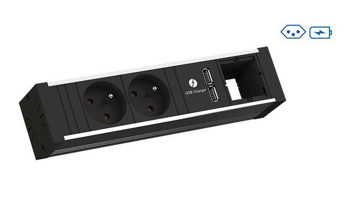 Bachmann 2x Swiss socket (10A), Socket orientation 0°, USB Charger, 229 mm - W125899635