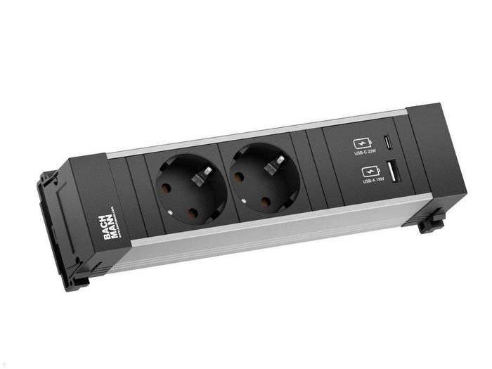 Bachmann 2x Type F, Socket orientation 35°, USB A/C 22 W, 220 mm - W125899798