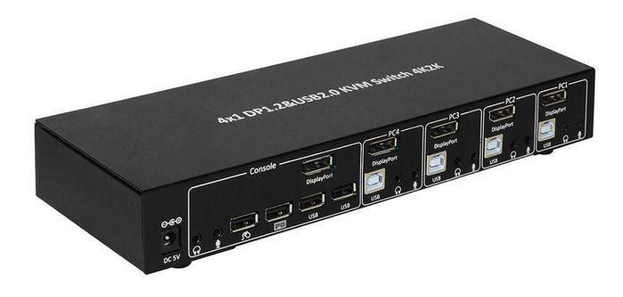 MicroConnect 4K Displayport & USB 4 x 1 way KVM Switch - W125660968