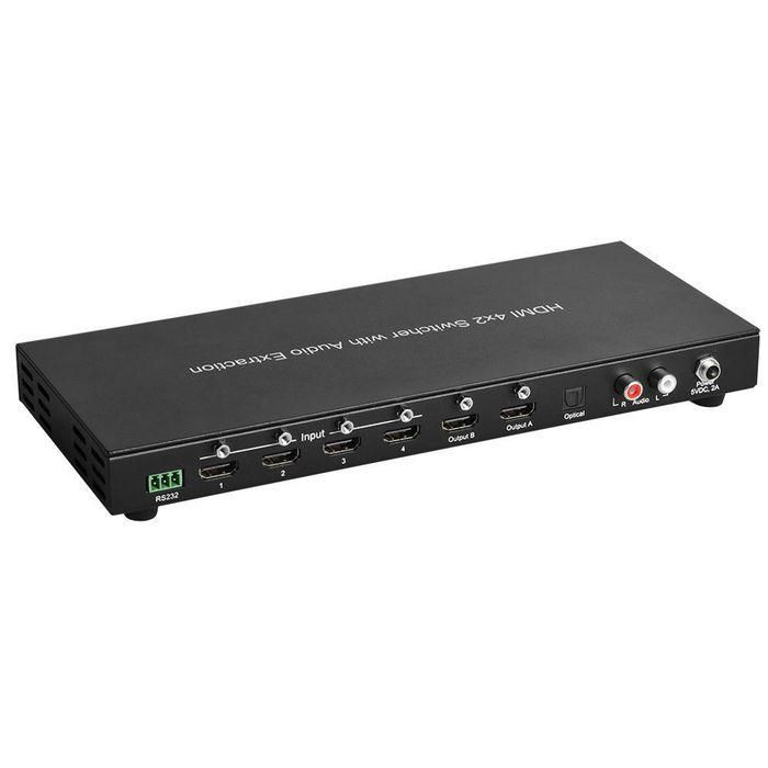 MicroConnect HDMI 4X2 Matrix Switcher with audio extraction - W125660966