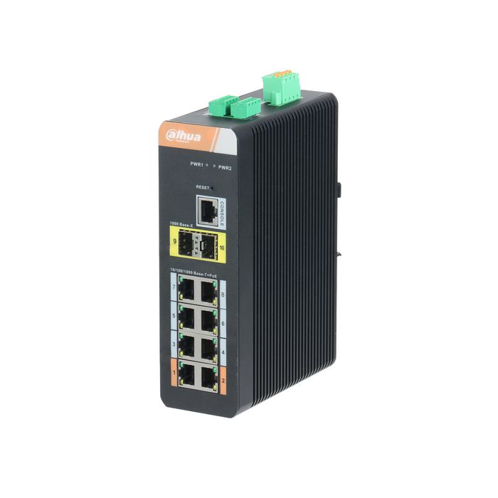 Dahua Switch PoE 10 puertos gestionable Gigabit L2 (8xPOE, 2xOpticos) - W126948401