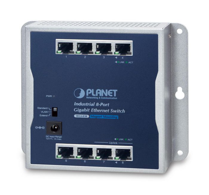Planet Industrial 8-Port 10/100/1000T Wall-mounted Gigabit Ethernet Switch - W125661827