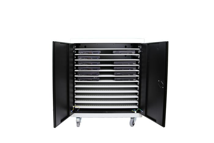 Leba NoteCart Unifit 24 is a mobile storage and charging solution for 24 laptops. - W124866155