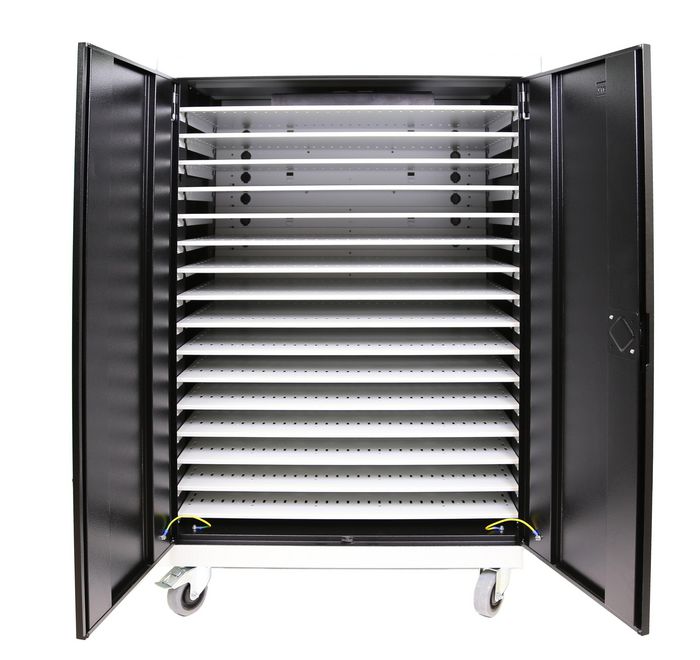Leba NoteCart Unifit 32 is a mobile storage and charging solution for 32 laptops. - W125338673