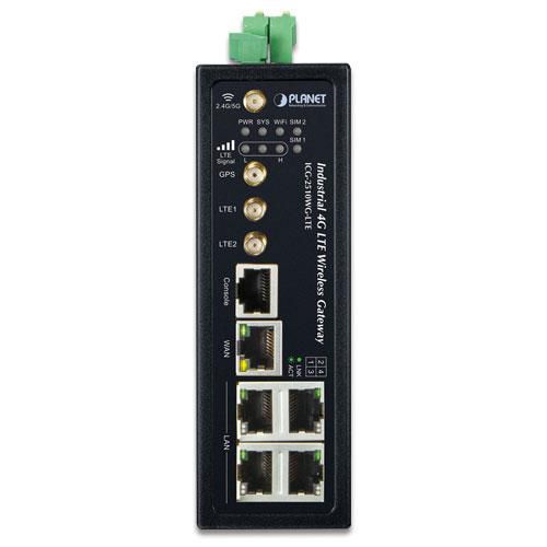 Planet Industrial 4G LTE Cellular Wireless Gateway with 5-Port 10/100/1000T(2 Module SIM Card Slots, 802.11ac, GPS, 1 RS232/RS485, DI/DO, -35~75 degrees C, LTE Band B2/B4/B12) - W125510639