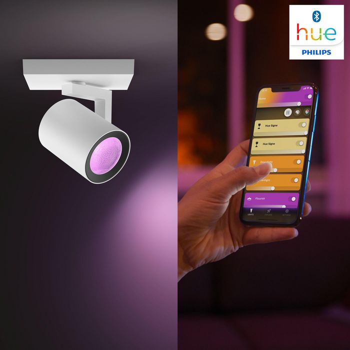 Philips by Signify Hue White and colour ambience Argenta quadruple spotlight Includes GU10 LED bulb Bluetooth control via app Control with app or voice* Add Hue Bridge to unlock more - W124338982