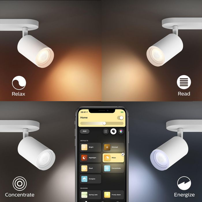 Philips by Signify Hue White and Colour Ambiance Fugato triple spotlight Includes GU10 LED bulb Bluetooth control via app Control with app or voice* Add Hue Bridge to unlock more - W124638692