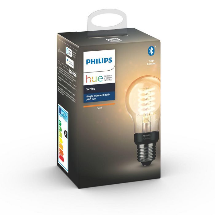 Philips by Signify Hue White Filament 1-pack A60 E27 Filament Standard Soft white light vintage bulb Instant control via Bluetooth Control with app or voice* Add Hue Bridge to unlock more - W125138934