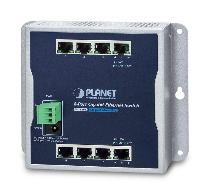 Planet Unmanaged, 8 x 10/100/1000T RJ-45, Wall-mounted - W125278015