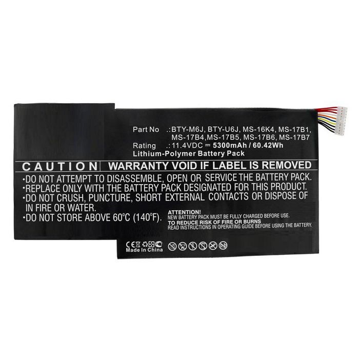 CoreParts Laptop Battery for MSI 60Wh Li-ion 11.4V 5300mAh for MSI, MSI GS63VR 6RG GS73VR 6RF Stealth Pro - W125627598