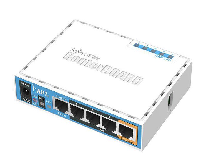MikroTik hAP ac lite with 650MHz CPU, 64MB RAM, 5xLAN, built-in, 2.4Ghz 802.11b/g/n two chain wireless with integrated antennas, built-in 5Ghz 80 - W125881997