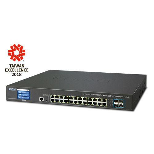 Planet L3 24-Port 10/100/1000T + 4-Port 10G SFP+ Managed Ethernet Switch with LCD Touch Screen - W124655529