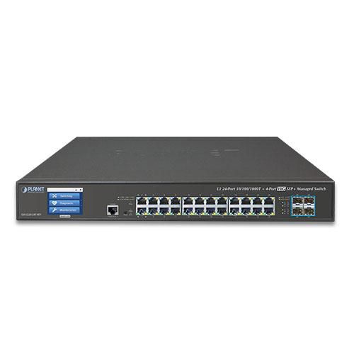 Planet L3 24-Port 10/100/1000T + 4-Port 10G SFP+ Managed Ethernet Switch with LCD Touch Screen - W124655529