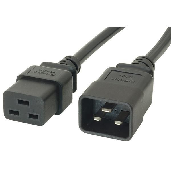 HP Jumper power Cord (Black) - C20 (M) connector to C19 (F) connector - Three conductor, 2.5m (8.2ft) long (Option 926) - W126067011