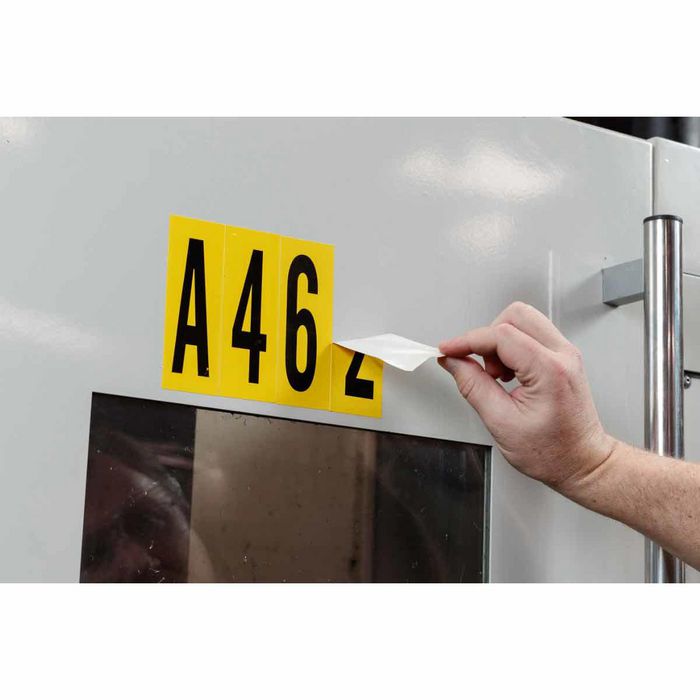 Brady 6" Character Height Black on Yellow Repositionable Numbers and Letters - W126056504