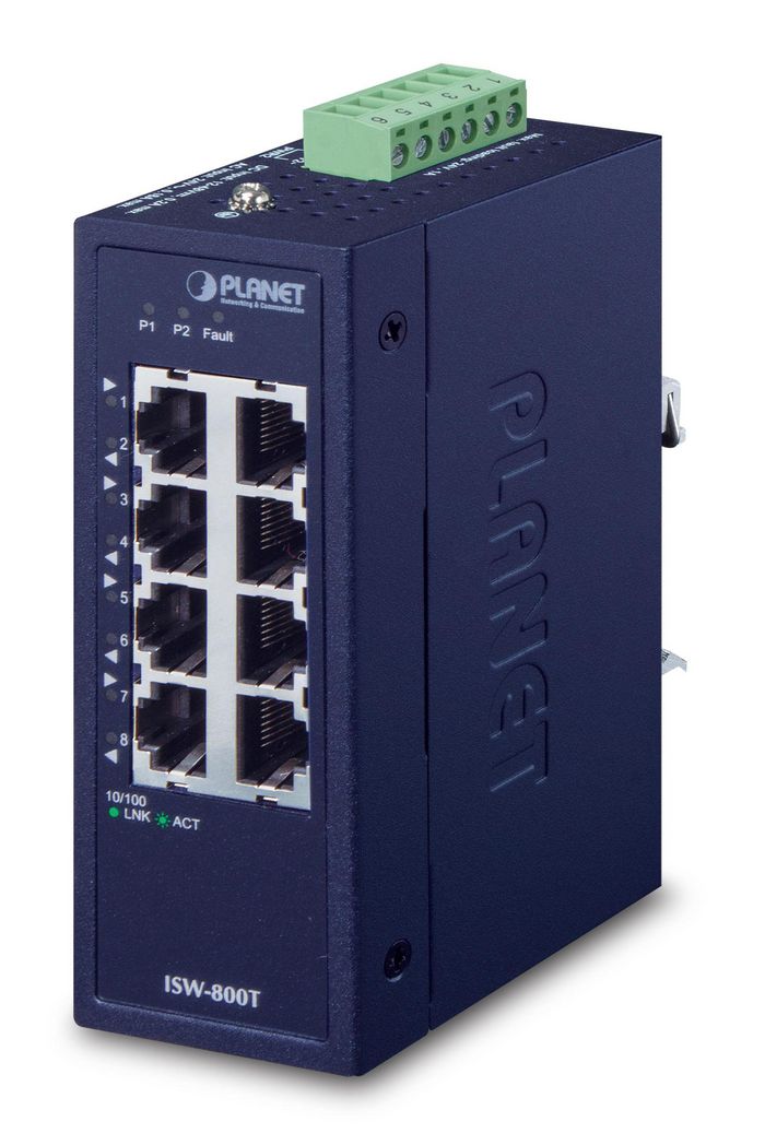 Planet Industrial 8-Port 10/100TX Compact Ethernet Switch - W124356703