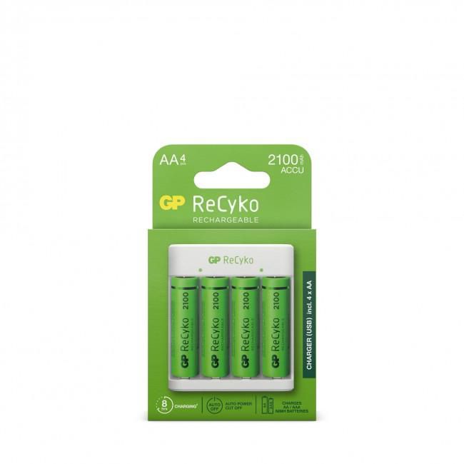 GP Batteries ReCyko Standard Charger E411, incl. 4 x NiMH AA 2100mAh - W126075013