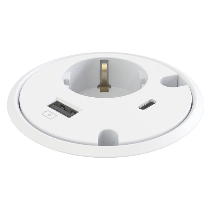 Kondator Powerdot - 1 Power 1 USB/A-charger 1 USB/C-port 2 Feed-throughs, White - W126077260
