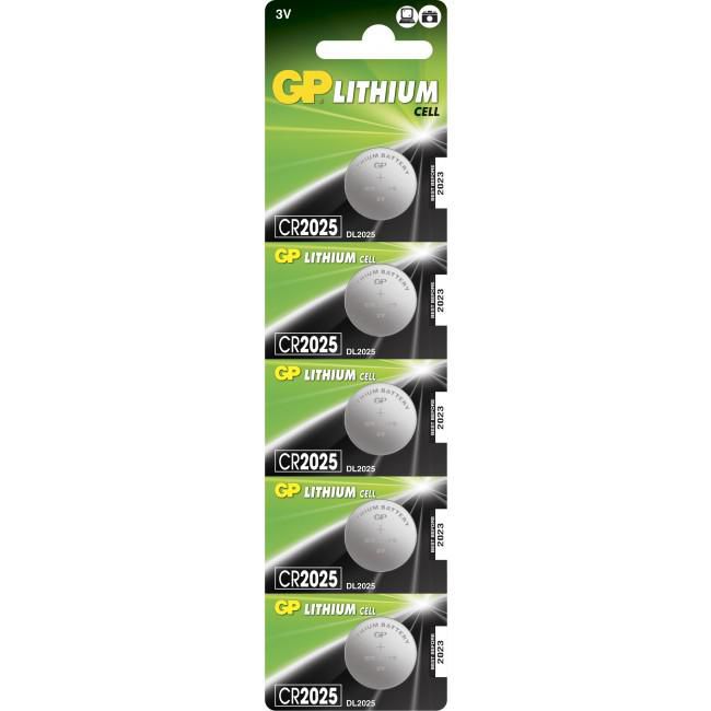 GP Batteries Lithium Cell Battery - CR2025, 5-pack - W126074974