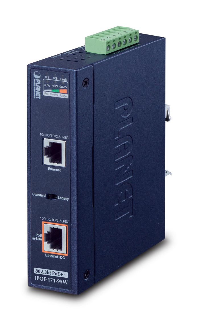 Planet Industrial Single-Port Multi-Gigabit 802.3bt PoE++ Injector - W124956649