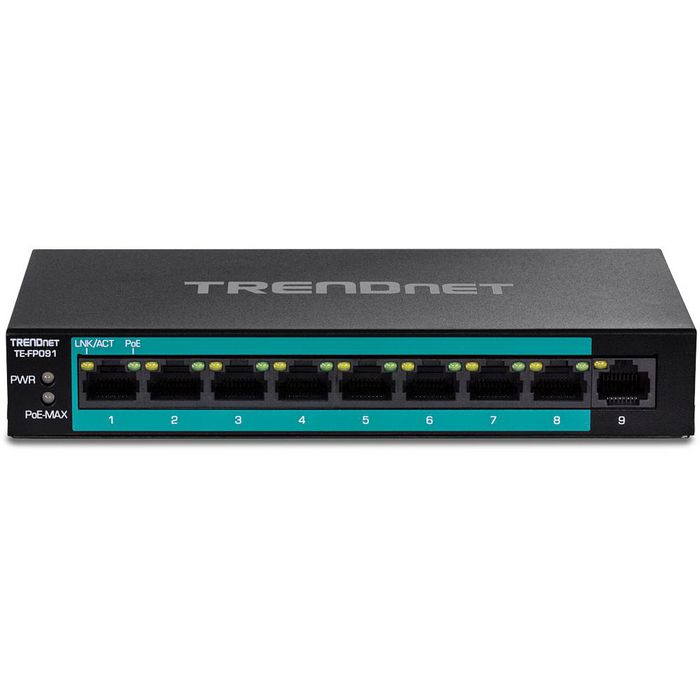 TRENDnet 9xRJ-45, 2000 MAC, 1.488 Mpps, 60W PoE+, 100-240V, 50/60Hz - W125923361