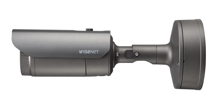 Hanwha Câmara IP bullet 4K AI 4.5-10mm antivandálica IR30 WDR H.265 IK10 IP67 12V/PoE+ Wisenet P. Áudio alarme NEMA 4X analítica AI - W125785148