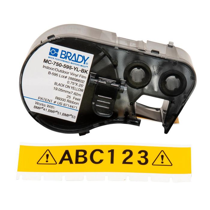 Brady Black on Yellow BMP41/BMP51/BMP53 Labelmaker Tape 19.05 mm X 7.62 m - W126060401