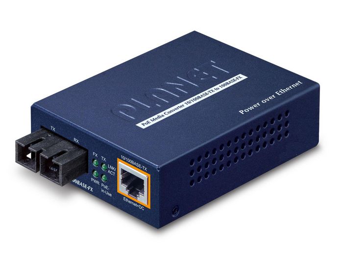 Planet 100Base-FX to 10/100Base-TX PoE Media Converter (SC,SM)-15km - W124754350