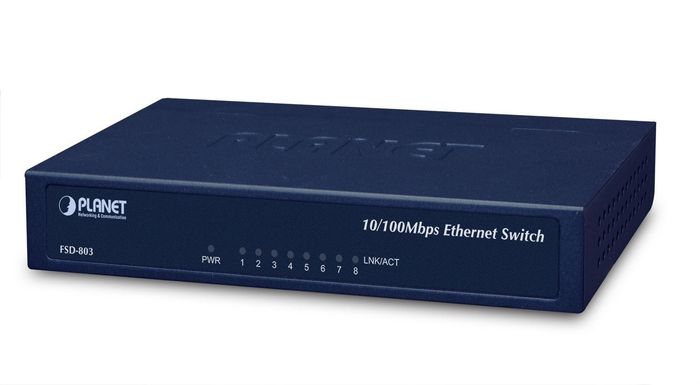 Planet 8x RJ-45 Ports, 10/100Mbps Fast Ethernet, 4.3W, 325g - W124585922